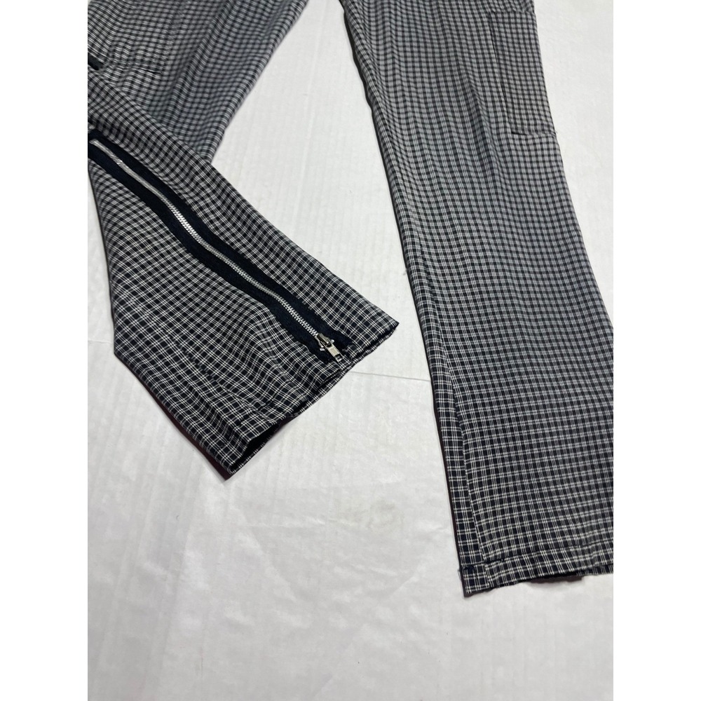 Serious Los Angeles Plaid Cargo Pants Black White Zipper Leg Punk   Womens 10-12